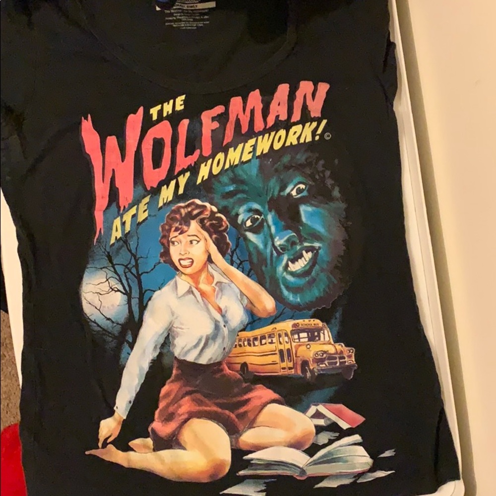 “Wolfman ate my homework” girly tee - Picture 1 of 3